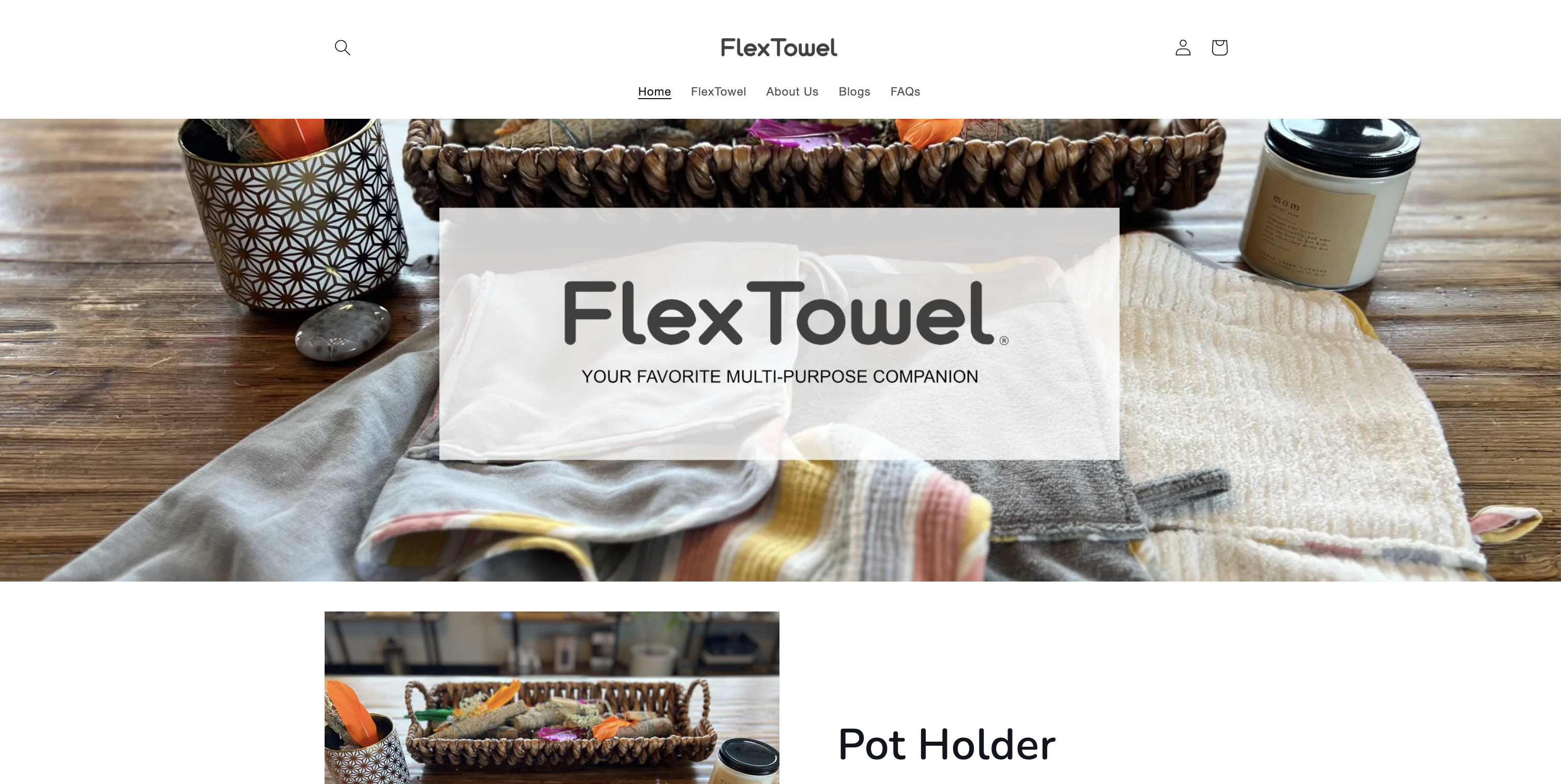 FlexTowel — patent-pending multifunctional household towel homepage